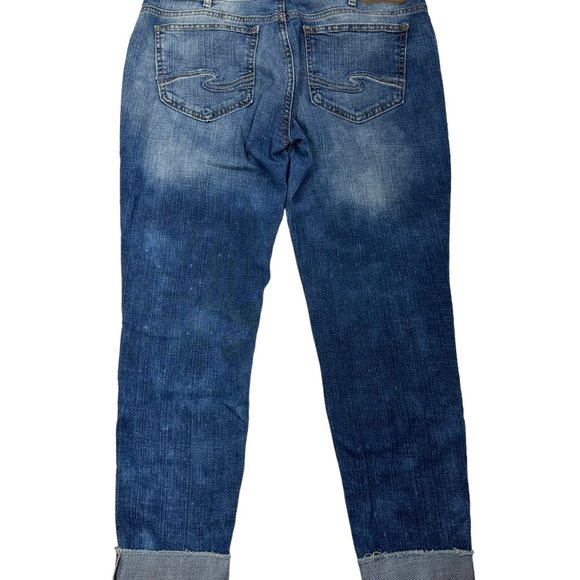 Silver Jeans Mid-Rise Girlfriend Jeans with Destruction (31/27) - Picture 3 of 14